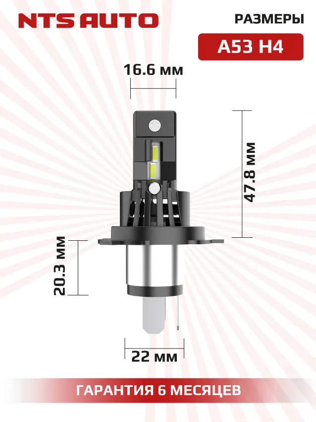 Светодиодные лампы A54 H4/H19 6300К
